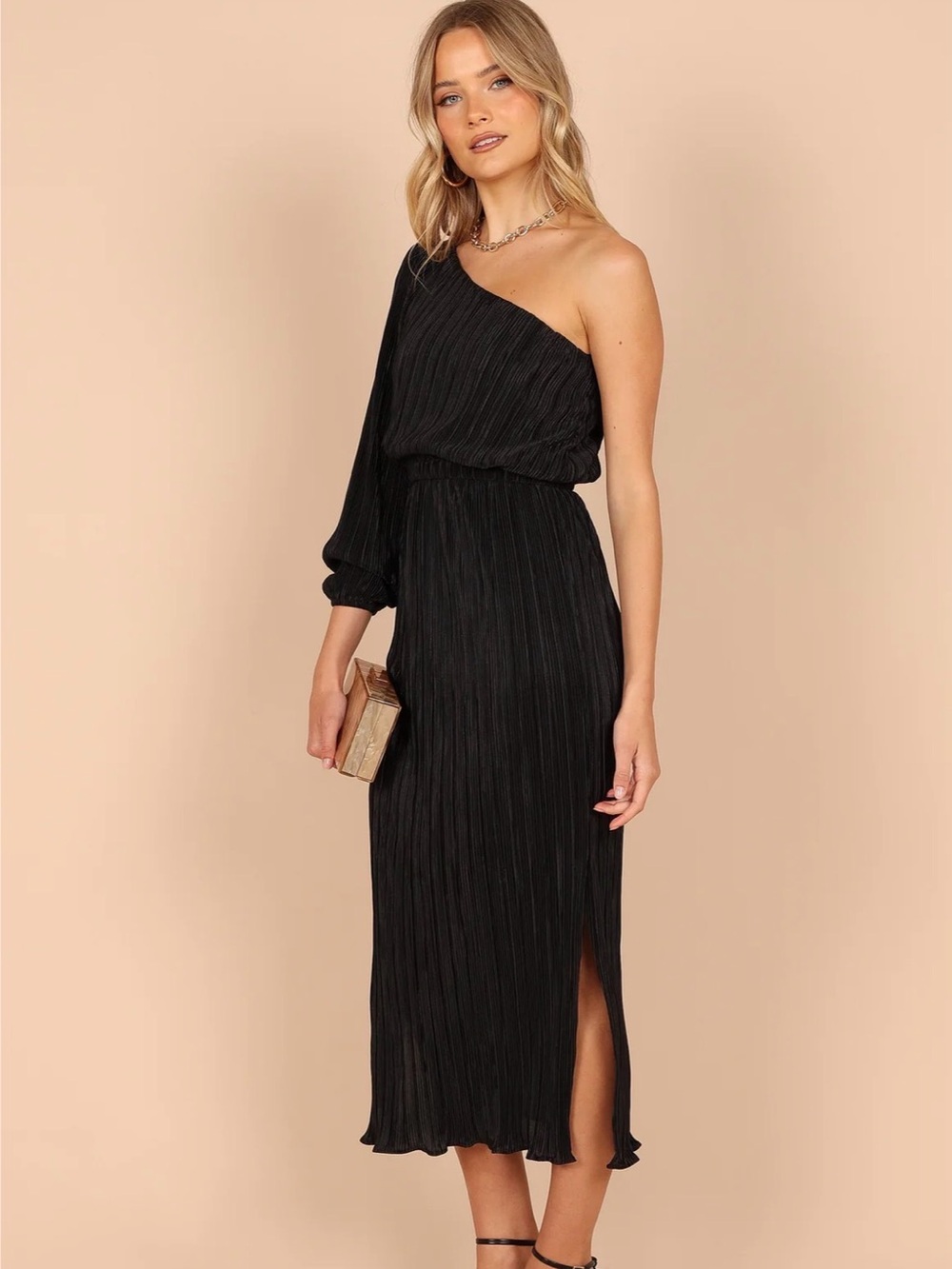 Pontee One Shoulder Pleated Midi Dress - Petal and Pup - NWOT - Picture 2 of 8